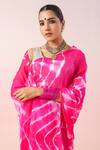 Ruar India_Pink Pure Chiffon Leheriya Gulabi Nagri Batik Embellished Saree With Blouse _Online_at_Aza_Fashions