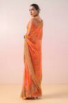 Ruar India_Orange Pure Georgette Leheriya Sequin Kesar Kyari Embellished Saree With Blouse _Online_at_Aza_Fashions