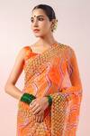 Buy_Ruar India_Orange Pure Georgette Leheriya Sequin Kesar Kyari Embellished Saree With Blouse _Online_at_Aza_Fashions