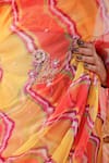 Ruar India_Orange Pure Georgette Leheriya Kesariya Bloom Embroidered Saree With Blouse _at_Aza_Fashions