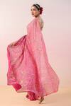 Ruar India_Pink Pure Georgette Embroidery Sequin Round Lilo Rosa Ombre Saree With Blouse _Online_at_Aza_Fashions