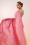 Buy_Ruar India_Pink Pure Georgette Embroidery Sequin Round Lilo Rosa Ombre Saree With Blouse _Online_at_Aza_Fashions