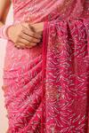 Ruar India_Pink Pure Georgette Embroidery Sequin Round Lilo Rosa Ombre Saree With Blouse _at_Aza_Fashions