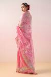 Shop_Ruar India_Pink Silk Tissue Embroidery Sequin Chatkili Floral Border Saree With Blouse _at_Aza_Fashions