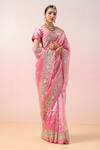 Buy_Ruar India_Pink Silk Tissue Embroidery Sequin Chatkili Floral Border Saree With Blouse _Online_at_Aza_Fashions