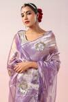 Ruar India_Purple Silk Tissue Embroidery Sequin Round Hawa Mahal Sitara Saree With Blouse _at_Aza_Fashions