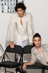 Twenty Nine_Off White Soft Net Embroidered Mirror Work Bandhgala Jacket _Online_at_Aza_Fashions