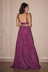 Shop_Twenty Nine_Purple Crepe Hand Embroidered Mirror V Neck Bustier _at_Aza_Fashions