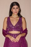 Shop_Twenty Nine_Purple Crepe Hand Embroidered Mirror V Neck Bustier _Online_at_Aza_Fashions