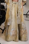 Buy_Twenty Nine_Gold Brocade Hand Embroidery 3d Floral Cape Open Lehenga Set _Online_at_Aza_Fashions