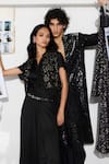 Twenty Nine_Black Soft Net Hand Embroidery Floral Lace Cape Open Embellished And Palazzo Set _at_Aza_Fashions