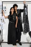 Buy_Twenty Nine_Black Soft Net Hand Embroidery Floral Lace Cape Open Embellished And Palazzo Set 