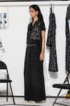 Shop_Twenty Nine_Black Soft Net Hand Embroidery Floral Lace Cape Open Embellished And Palazzo Set 