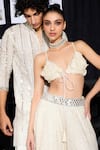 Shop_Twenty Nine_Ivory Chanderi Hand Embroidery 3d Floral Plunge V Neck Bralette _Online_at_Aza_Fashions