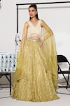 Buy_Twenty Nine_Yellow Organza Embroidery Mirror Hand Dupatta _at_Aza_Fashions