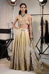 Shop_Twenty Nine_Gold Banarasi Hand Embroidery Floral 3d Lehenga _at_Aza_Fashions