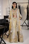 Twenty Nine_Gold Banarasi Hand Embroidery Floral 3d Lehenga _Online_at_Aza_Fashions