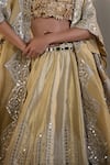 Shop_Twenty Nine_Gold Banarasi Hand Embroidery Floral 3d Lehenga _Online_at_Aza_Fashions