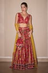 Shop_Twenty Nine_Red Woven Floral Pattern Lehenga _at_Aza_Fashions