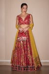 Twenty Nine_Red Woven Floral Pattern Lehenga _Online_at_Aza_Fashions