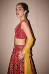 Shop_Twenty Nine_Red Woven Floral Pattern Lehenga _Online_at_Aza_Fashions