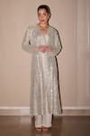 Buy_Twenty Nine_Silver Tulle Embroidered Mirror Open Long Jacket _at_Aza_Fashions