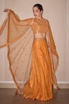 Buy_Twenty Nine_Orange Silk Hand Embroidery Mirrorwork Closed Raidana Bandhani Sharara Set _at_Aza_Fashions