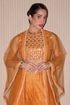 Buy_Twenty Nine_Orange Silk Hand Embroidery Mirrorwork Closed Raidana Bandhani Sharara Set _Online_at_Aza_Fashions