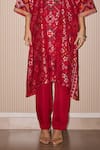 Buy_Twenty Nine_Red Silk Embroidery Marodi Notch Patola Kurta With Cigarette Pant _Online_at_Aza_Fashions