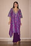 Buy_Twenty Nine_Purple Silk Embroidery Marodi V Neck Patola Kurta With Palazzo _at_Aza_Fashions