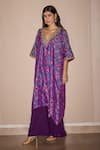 Twenty Nine_Purple Silk Embroidery Marodi V Neck Patola Kurta With Palazzo _Online_at_Aza_Fashions