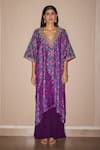 Buy_Twenty Nine_Purple Silk Embroidery Marodi V Neck Patola Kurta With Palazzo _Online_at_Aza_Fashions