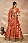 Shop_Masaba_Orange Lehenga And Blouse Raw Silk Printed Foil Square Embroidered Set _at_Aza_Fashions