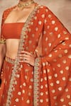 Masaba_Orange Lehenga And Blouse Raw Silk Printed Foil Square Embroidered Set _Online_at_Aza_Fashions