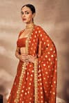 Buy_Masaba_Orange Lehenga And Blouse Raw Silk Printed Foil Square Embroidered Set _Online_at_Aza_Fashions