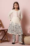 Shop Petite Pomme Cream Cotton Embroidery Flower Print Kurta And Trouser Set Online at Aza Fashions Shop_Petite Pomme_Cream Cotton Embroidery Flower Print Kurta And Trouser Set _Online_at_Aza_Fashions