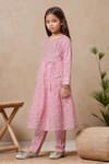 Petite Pomme_Pink Cotton Embroidery Printed Anarkali And Trouser Set _Online_at_Aza_Fashions