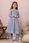 Shop Petite Pomme Blue Cotton Embroidery Printed Yoke Anarkali And Trouser Set Online at Aza Fashions Shop_Petite Pomme_Blue Cotton Embroidery Printed Yoke Anarkali And Trouser Set _Online_at_Aza_Fashions
