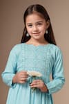 Buy_Samyukta Singhania_Blue Rayon Embroidered Thread Anarkali And Trouser Set _Online_at_Aza_Fashions
