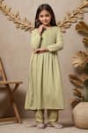 Samyukta Singhania_Yellow Rayon Embroidery Thread Work Anarkali And Trouser Set _Online_at_Aza_Fashions