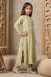 Buy_Samyukta Singhania_Yellow Rayon Embroidery Thread Work Anarkali And Trouser Set _Online_at_Aza_Fashions