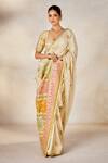 Buy_Masaba_Beige Saree Dupion Embroidered Gul Jharokha Bombat Barfi Set With Stole 