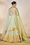 Buy_Masaba_Green Lehenga Raw Silk Embellishment Amaltas Plunge Kashni Bridal Set 