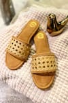 Buy_Modanta Footwear_Beige Geometric Cane Jaal Slip On Flats _at_Aza_Fashions