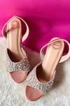 Buy_Modanta Footwear_Peach Crystal Petal Embellished Heels _Online_at_Aza_Fashions