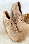 Buy_Modanta Footwear_Beige Bloom Embroidered Sneakers _at_Aza_Fashions