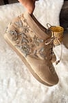 Modanta Footwear_Beige Bloom Embroidered Sneakers _Online_at_Aza_Fashions