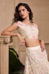 Buy_Chandrima_Ivory Chanderi Embellished 3d Floral Applique Straight Detailed Bustier _at_Aza_Fashions