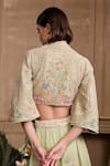 Shop_Chandrima_Green Chanderi Embellished Bead U Neck Contrast Embroidered Bolero Jacket _at_Aza_Fashions