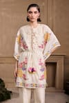 Buy_Chandrima_Ivory Chanderi Embroidered Floral Applique Round Yoke Kaftan _at_Aza_Fashions